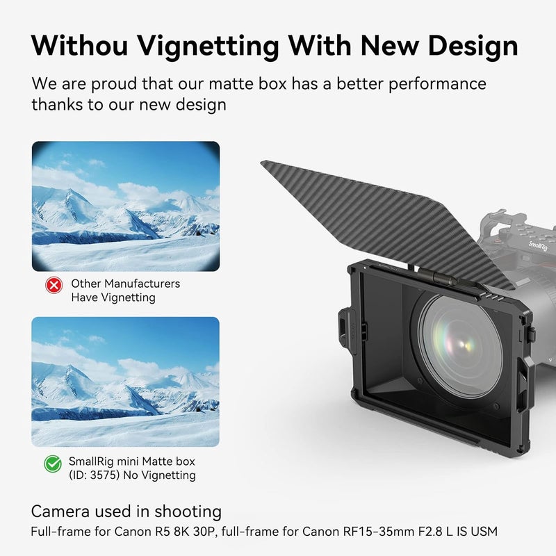 SMALLRIG Mini Matte Box Lite with Carbon Fiber Top Flag, Compatible with 67mm/ 72mm/ 77mm/ 82mm Lenses for DSLR and Mirrorless Camera - Image 3